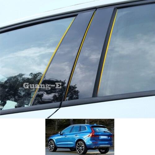 For VOLVO XC60 2009-2017 Car PC Material Pillar Post Cover Door Trim Window Piano Black Molding Sticker Plate Parts