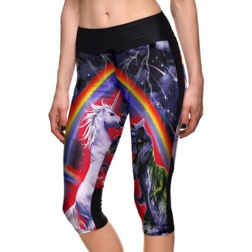Women Running Sports Capris 3D Fitness Cute Animal Printing Jogging Workout Pants Plus Size