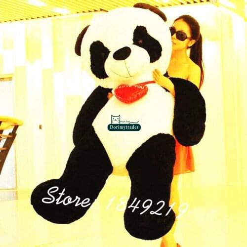 Dorimytrader 160cm Jumbo Plush Soft Animal Bear Toy Stuffed 63'' Cartoon Heart Panda Doll Great Baby Gift Free Shipping DY61125