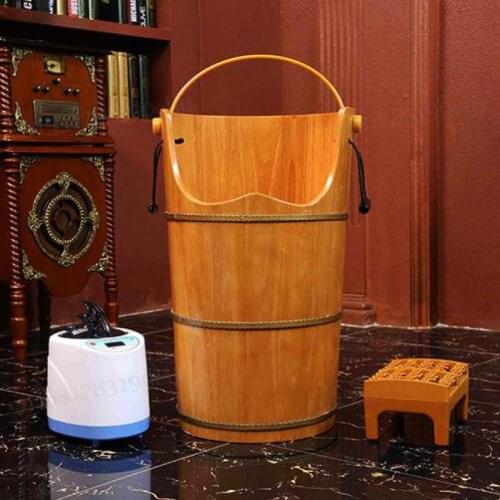 Oak foot bath barrel home heating steaming foot barrel fumigation wooden barrel steam solid wood health foot therapy foot bath b
