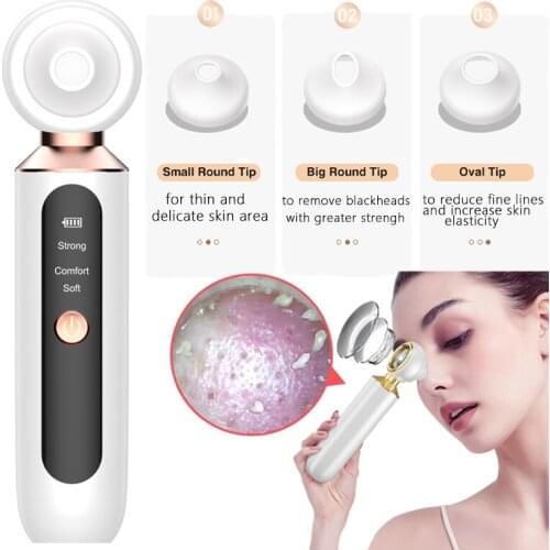 Electric Vacuum Blackhead Acne Pore Magnifying Glass Cleaner Skin Deep Cleaning USB Rechargeable Face Pimple Tool with LED Light
