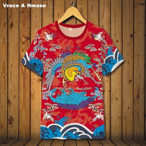 Chinese national style retro printing fashion boutique short sleeve t-shirt Summer 2018 New high elasticity quality t shirt men