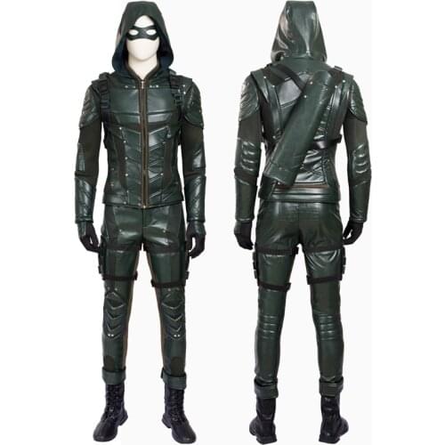 Halloween Superheroes Arrow Season 5 Oliver Battle Clothes Cosplay Costume Adult Outfit Party Full Props Suit