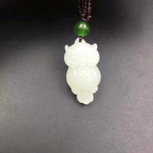 Exquisite and nephrite engraved wise Ming Wu Bu Xiang birds trumpet pendant 1996