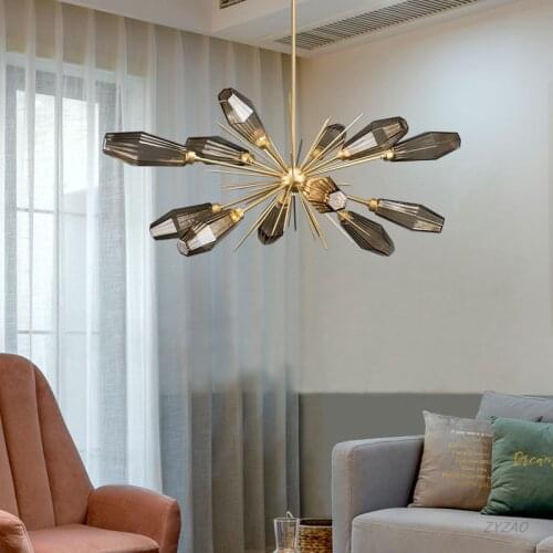 Post-modern Creative Glass Crystal Chandeliers Living Room Art Decor Chandelier Lighting Bedroom Study Simple Gold Chandelier