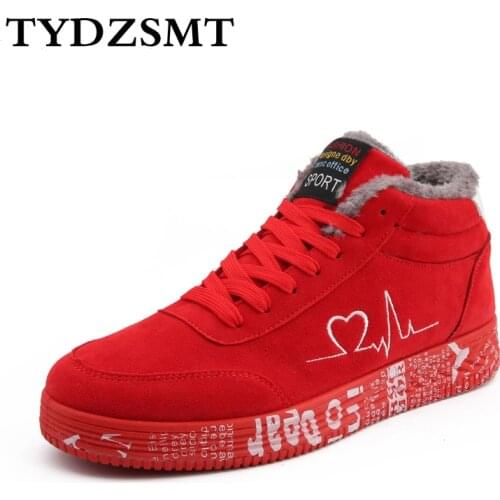 TYDZSMT 2021 Warm Plush Women Vulcanized Shoes Sneakers Ladies Lace-up Casual Shoes Breathable Flock Lover Shoes Graffiti Flat