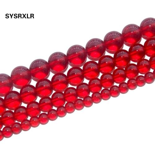 Wholesale Charm Clear Glass Red Crystal Round Loose Beads For Jewelry Making DIY Bracelet Necklace 6/8/10/12 MM Strand 15