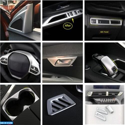 Matte Interior Refit Kit Lift Button / Head Lamps / Gear Box Head / Air AC Panel Cover Trim For Peugeot 3008 5008 GT 2017 - 2021