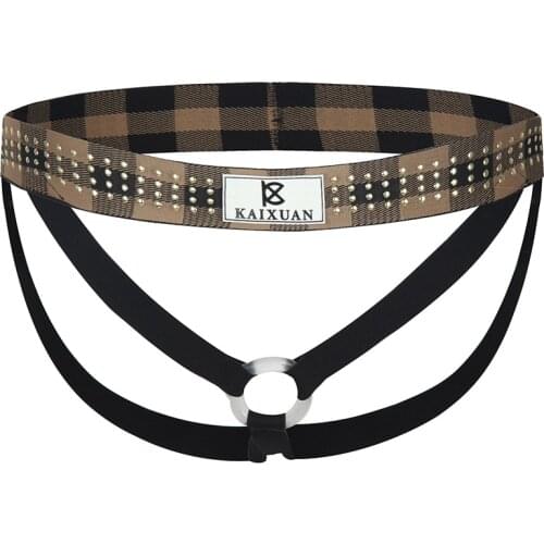 Mens Jockstrap Spandex Open Hole Underwear G String with Silicone O Ring