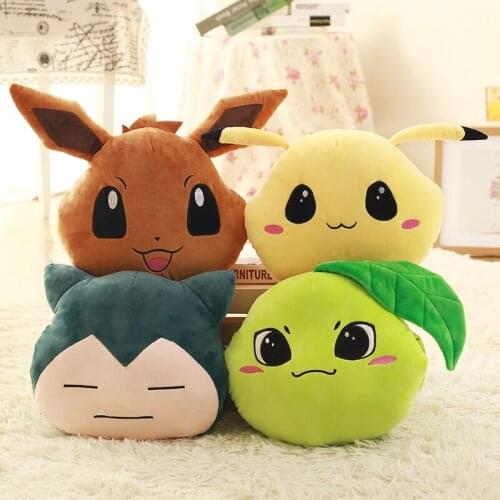 Pikachues warm cover Soft Pokemons Pillow Snorlax Jigglypuff Eevee Plush Toy Office Anime Stuffed Doll birthday Gifts For Kids