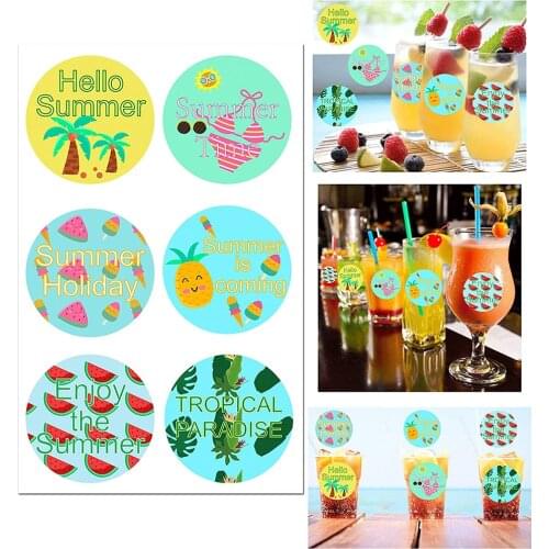 Hello Summer Stickers 1.5 Inch Summer Theme Hawaii Summer Party Supplies Tropical Labels for Kids Scrapbooking Bottles Computer