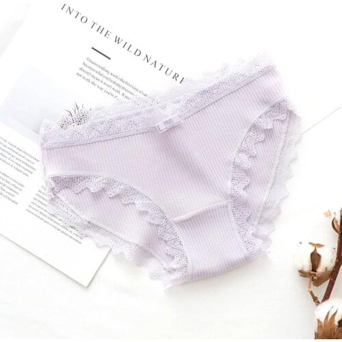 New Product Sexy Lace Panties Pure Cotton Super Soft Fashion Seamless Cute Bow Girl Comfortable Pure Color Breathable Panties