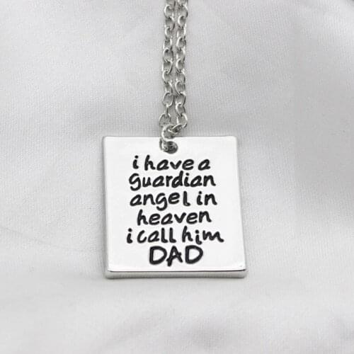 10PCS Square Letter i have a guardian angel in heaven in call him DAD Necklace Jewelry Friendship Fashion Necklace Jewelry