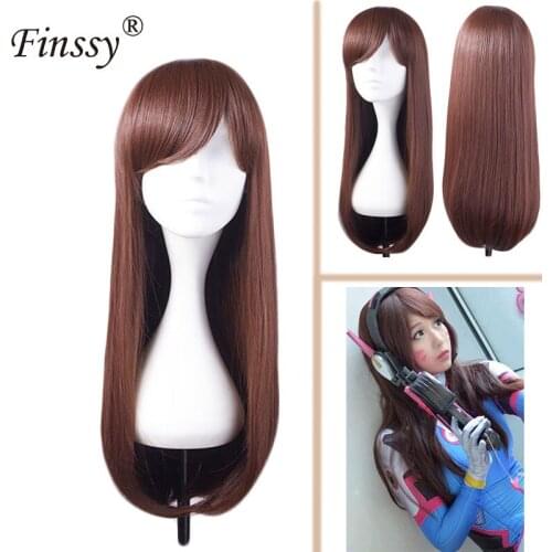 Game D.Va Cosplay Wig for Girls Halloween Costumes for Women Party Dress OW Game Play Wig Hot Sale