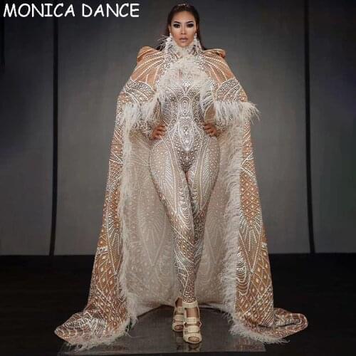 Sexy Stage Big Cloak Jumpsuit Outfit Costumes Birthday Celebrate Jumpsuit Jacket Set Dance Wear Bar Prom Singer Costume