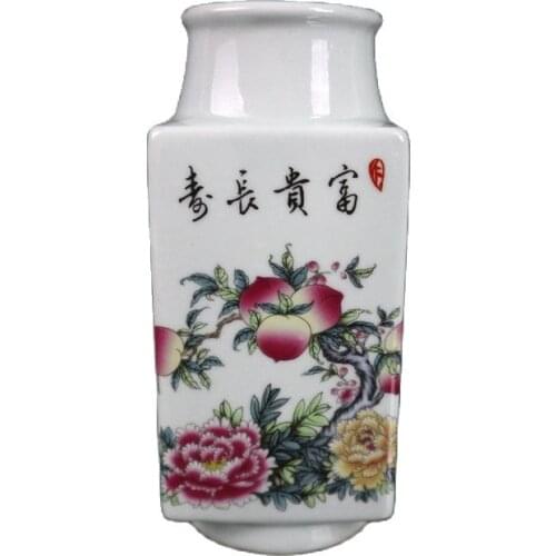 Second hand collection of the late Republic of China famille rose painting square vase study furnishings