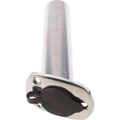 Portable Stainless Steel Single Rack Fishing Rod Poles & Reel Holder Organizer - Flush Mount Tube 30/90 Degree - Silver