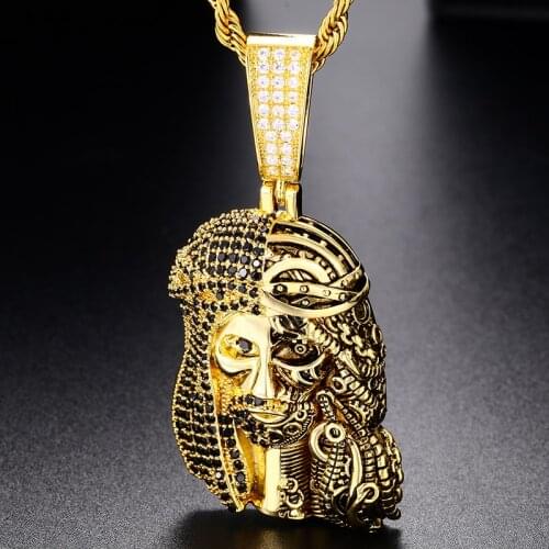 Religious Jesus Men Hip Hop Jewels Style Punk Iced Out Zircon Black Pendant Necklace Party Gift