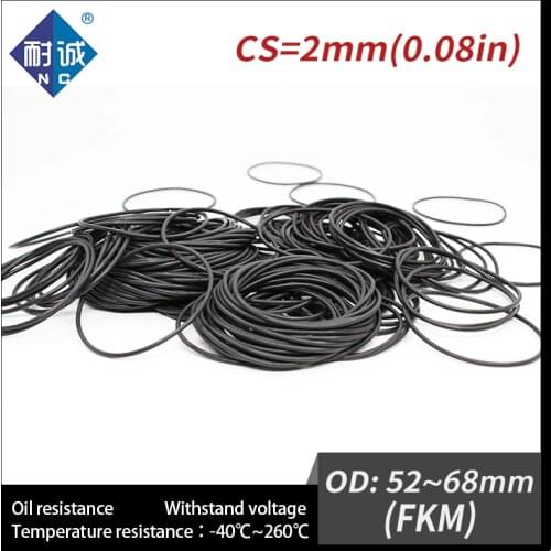 1PC/lot Rubber Ring Black FKM O ring Seals Thickness 2mm OD52/54/55/56/58/60/62/65/68mm Rubber O-Rings Fuel Washer