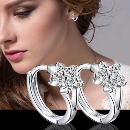 Silver plated jewelry Pendientes Mujer Earrings Brincos Plata Earing Stud Orecchini Oorbellen Women Jewelry Crystal