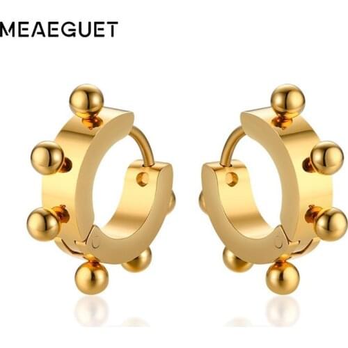 Gothic Beads Hoop Earrings For Women Men Stainless Steel Riverdale Ear Accessories Hip Hop Rock Punk Jewelry