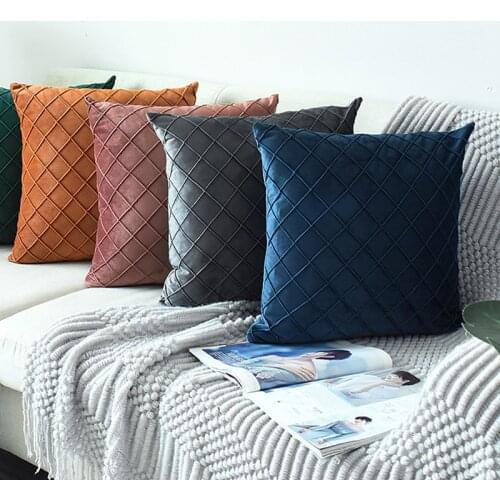 Modern Nordic Pillow Vintage Cover Suede Check Decoration Pillowcase Luxury Cushion Cover Classical Decorative Pillows
