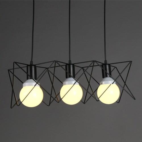 Modern cage Pendant Light Black Iron Hanging Cage Vintage Led Bulb E27 for Dining Room Restaurant Bar Counter Industrial Loft
