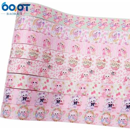 Cute Cat Animal Thermal Transfer Printed Grosgrain Ribbons,25mm 10Yards M-21730-1222 Bow Cap DIY Accessories Decorations