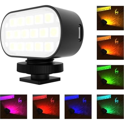 Fill Light 16 Lamp Beads 7 Colors Adjustable 120 Degrees Illumination Angle Portable Video Fill Light
