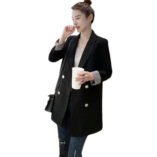 Spring Autumn Korean Loose A piece Suit Jacket Women Casual Blazer Female Black Outerwear Trend Womens Clothing Abrigo Mujer