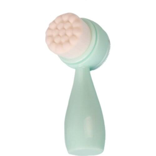 1 Pcs Durable Face Cleansing Brush Portable Double Side Silicone Facial Cleanser Brush Face Cleaning Brush