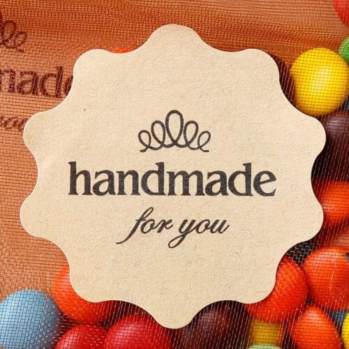 120pcs Hand Made Kraft Paper Sticker Seal Sticker Gift Wrapping Sticker Gift Box Bag Sealing Paper Lables Party Decoration