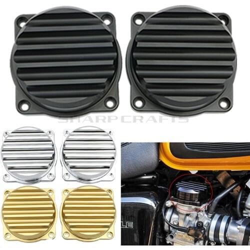 2 Pack Motorcycle CNC Injection Carburetor Cover Ripple Brass Carb Tops For Triumph Bonneville Scrambler Thruxton 900 2008-2015