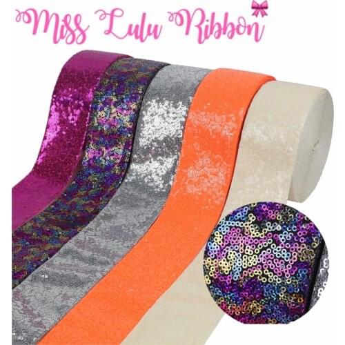 3"75mm Shiny Cutting Sequin Ribbon DIY Wedding Party Decor Hair Bowknows Making Orange Purple Silver 25yards/roll