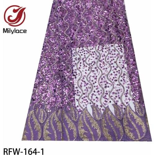 African Lace Fabric 2020 High Quality Lace Fabrics for Sewing Clothes French Tulle Lace Fabrics 5yards with Sequins RFW-164