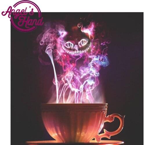Strange Cat Pouring tea 5D Diy Diamond Painting Full round Square Mosaic Drill Resin Handmade Embroidery Mosaic 3D Cross Stitch