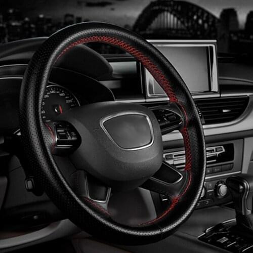 Car leather hand-sewn steering wheel cover for Kia Sportage 2015-2017 3 Rio Ceed Cerato Soul Sorento K2 K3 K5 K4 KX5 Forte