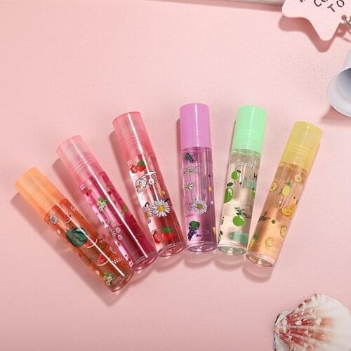1 PC Moisturizing Strawberry Lip Gloss Crystal Dried Flowers Lip Gloss Oil for Women Lips Tint Care Transparent Liquid Gloss Lip