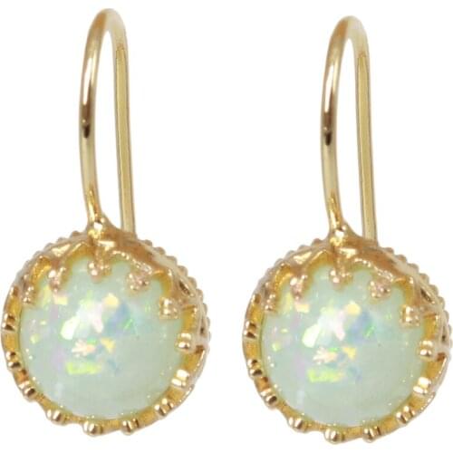 Boho Women Ladies Round White Moonstone Earrings for Women Gold Colore Earrings Wedding Jewelry Hot Sale Statement Earrings