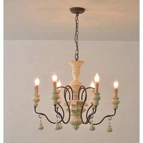 Large Church chandelier retro wood lighting fixture french american chandelier antique living room lighting in foyer villa lobby