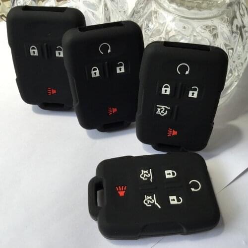 Black FOB Key Shell Silicone Holder Protector For GMC Yukon Sierra Canyon For Chevrolet Remote Key Control Case Cover