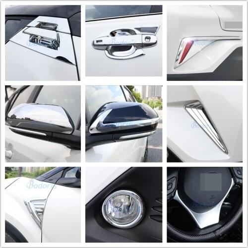 For Toyota C-HR CHR C HR 2016 2017 2018 Silver Color Fog Light Lamp Handle Side Wings Mirror Cover Car Styling Accessories