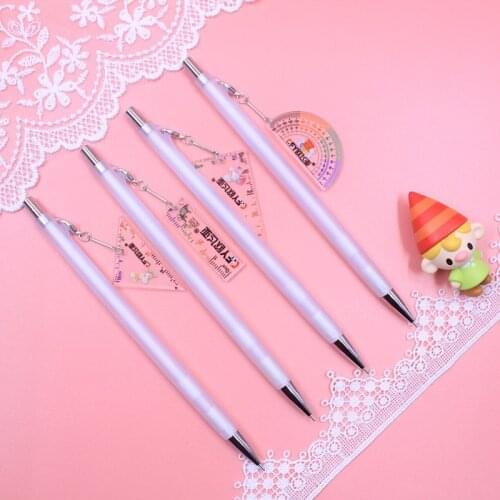 Ellen Brook 1 PCS Cute Ruler Pendant Press Mechanical Pencil School Office Supply Student Stationery Kid Automatic Pencil