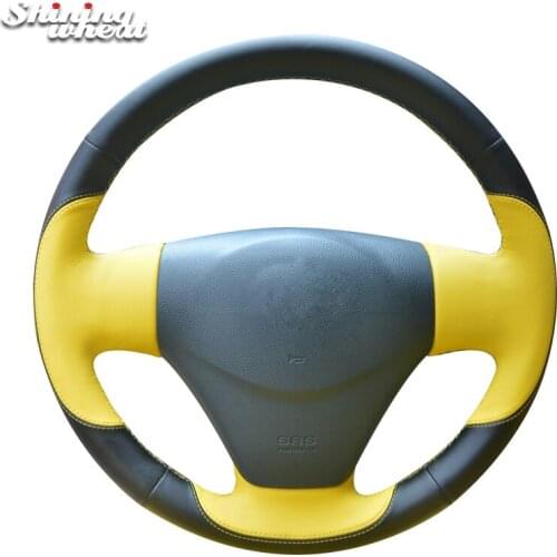 BANNIS Genuine Leather Car Steering Wheel Cover for 2005-2009 Kia Rio 2007 Rio Hyundai Accent Hyundai Getz