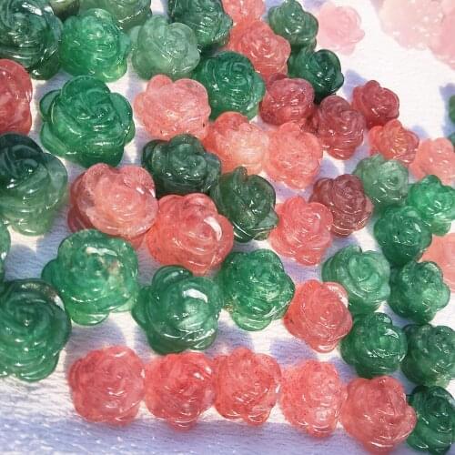 Crystal Flowers Natural Hand Carved Strawberry Quartz Flower Gemstone Rose Reiki Healing Love Gift 1pcs