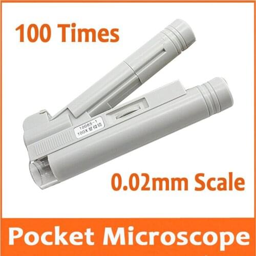 100 Times LED Illuminated Focus Adjustable Zoom Pocket MIcroscope Handheld Magnifier Foldable Loupe with Light and Reading Scale