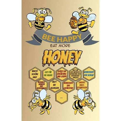 Happy Bee Vintage Style Metal Sign Iron Painting for Indoor & Outdoor Home Bar Coffee Kitchen Wall Decor 8 X 12 Inch