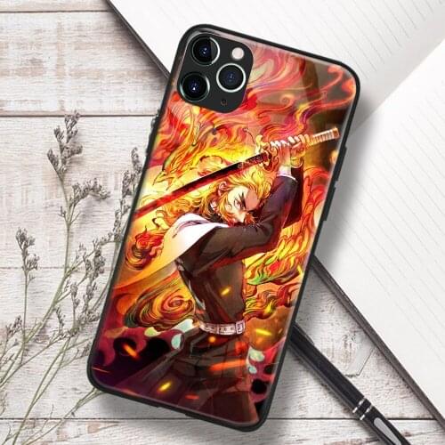 Kyojuro Rengoku Kimetsu no Yaiba Anime Soft TPU Glass Phone Case for IPhone SE 6s 7 8 Plus X Xr Xs 11 12 Mini Pro Max Samsung