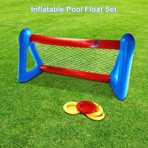 Inflatable Pool Float Set Swimming Pool Entertainment Large Water Volleyball Net Frame Football Goal Frame With Discs Beautiful