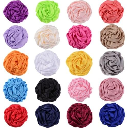 Nishine 2.8" 5pcs/lot Satin Rolled Rose Flowers for Diy Hair Clips Headband Children Baby Girls Head Flowers Hair Accessories